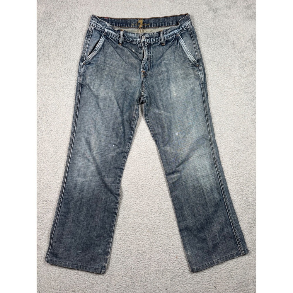 SEVEN FOR ALL MANKIND Men 33x29 Jeans Trouser Straight Leg Denim Medium Wash USA